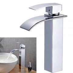 Auralum® Chrom Bad Wasserhahn Einhebel Wasserfall Einhandmischer Spültischarmaturen Waschtisch waschtischarmatur Armatur Badezimmer