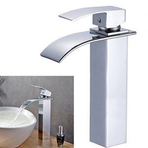 Auralum® Chrom Bad Wasserhahn Einhebel Wasserfall Einhandmischer Spültischarmaturen Waschtisch waschtischarmatur Armatur Badezimmer