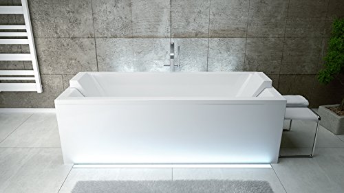 EXCLUSIVE LINE® Rechteck Acryl Badewanne QUADRO 180x80 mit Ablauf Viega Simplex Schürze und 2x Kopfstütze