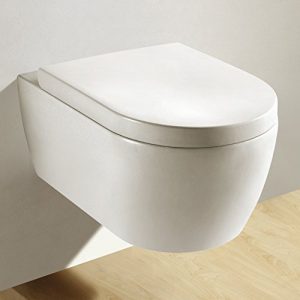 NEG Hänge-WC Uno11 (Tiefspüler) Toilette mit geschlossenem Unterspülrand, Duroplast Soft-Close-Deckel und Nano-Beschichtung