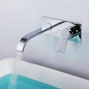 Shengbaier zeitgenössische verchromt Messing einzigen Handgriff zwei Löcher Wand Waschbecken Wasserhahn