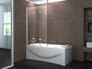 VALVE 130 x 140 cm 3tlg. Faltwand Badewanne Echt Glas 6 mm Duschabtrennung Duschwand