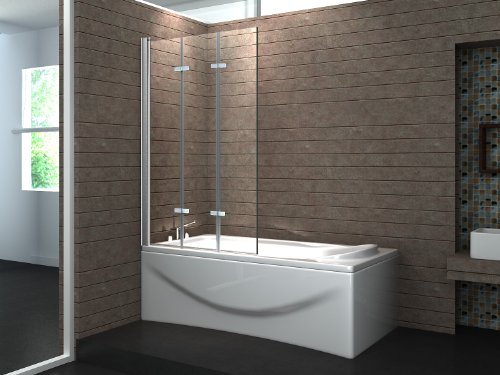 VALVE 130 x 140 cm 3tlg. Faltwand Badewanne Echt Glas 6 mm Duschabtrennung Duschwand