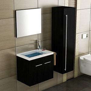 Waschbecken mit Unterschrank / Schwarz Badmöbel / Waschtisch / Gäste-WC / Waschplätz / Unterschrank / Badezimmer / Handwaschbecken