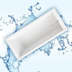 AQUABAD® KOMPLETTSET - Badewanne SOLIDO 180x80 cm + Träger + Viega Ablauf Chrom Überlauf